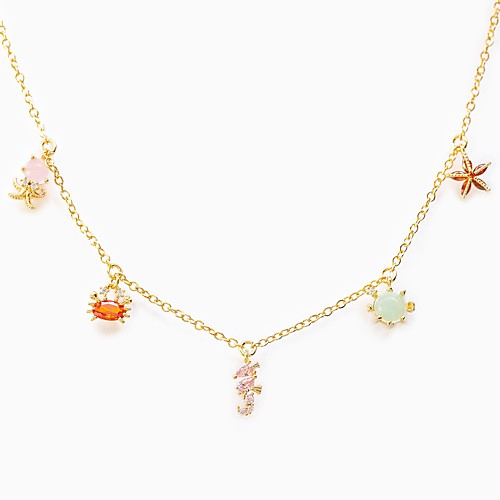 

clavicle chain beach style series colorful zircon ocean small animal necklace
