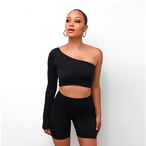

Women's 2pcs Tracksuit Activewear Set Sports Bra with Tights Cropped Wirefree Solid Color Lake Blue Black Purple Yoga Fitness Running Shorts Crop Top Top Long Sleeve Sport Activewear Breathable Quick