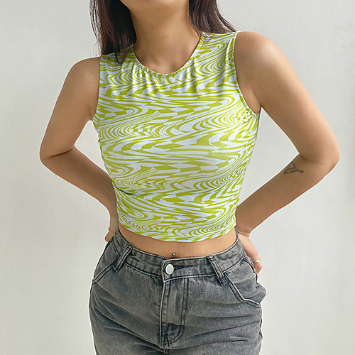 

Women's Tank Top Crop Top Tee / T-shirt Crop Top Crew Neck Sport Athleisure Top Sleeveless Breathable Soft Comfortable Everyday Use Casual Daily Outdoor Exercising / Summer
