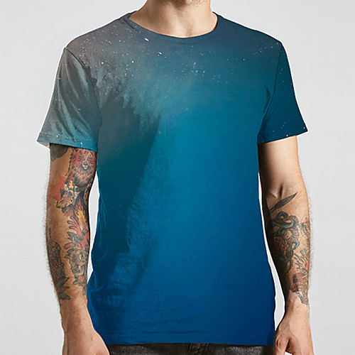 

Men's Unisex Tee T shirt 3D Print Galaxy Graphic Prints Plus Size Print Short Sleeve Casual Tops Basic Designer Big and Tall Blue