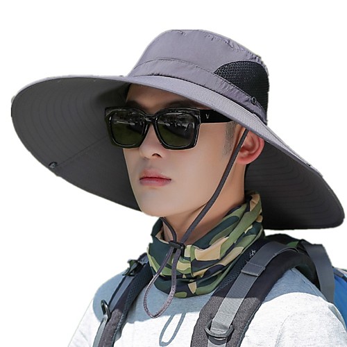 

Men's Fisherman Hat 1 PCS Outdoor Portable Sunscreen Soft Breathable Hat Solid Color Polyester / Cotton Blend Black Army Green Grey for Fishing Climbing Beach / Quick Dry