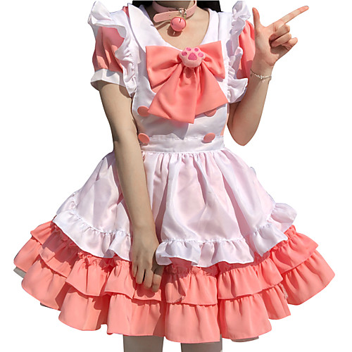 

Lolita Maid Uniforms Cute Women's Japanese Cosplay Costumes Light Pink Solid Color / Dress / Apron