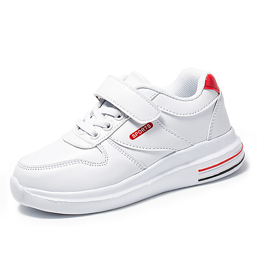 

Boys' Sneakers Comfort PU Lace up Big Kids(7years ) Daily Running Shoes White Black Fall Spring