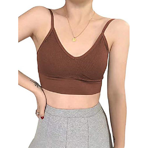 

women's u back strap padded sports bra yoga gym workout fitness crop top coffee