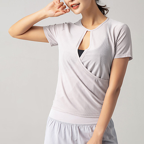 

Women's Tee / T-shirt Cut Out Crew Neck Spandex Solid Color Sport Athleisure T Shirt Top Short Sleeves Quick Dry Breathable Soft Comfortable Everyday Use Casual Daily Outdoor