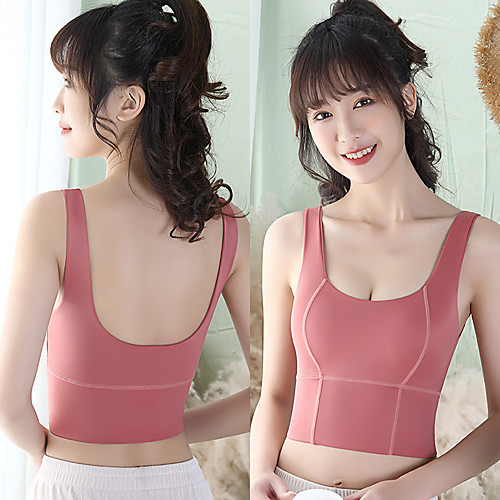

Women's Yoga Top Bra Top Light Support Cut Out Solid Color Dark Navy Yoga Gym Workout Bra Top Sleeveless Sport Activewear Breathable Comfortable Stretchy Slim