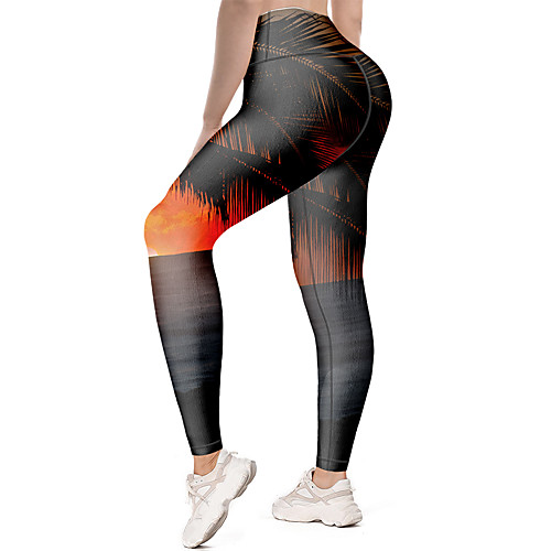 

21Grams Women's High Waist Yoga Pants Cropped Leggings Tummy Control Butt Lift Breathable Black Fitness Gym Workout Running Sports Activewear High Elasticity