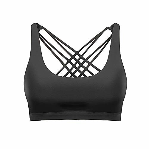 

zerocoast women's strappy mesh yoga sports bras (deep water 98, large)