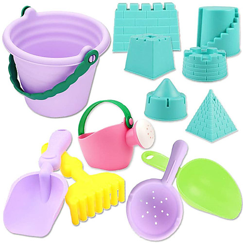 

12 PCS Mini Beach Toy Sand SetSand Play SetKids Beach Toys Set with BucketWatering CanBeach Shovels Rakes ToolModels and Molds for Kids Toddlers Baby