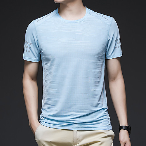 

Men's T shirt Hiking Tee shirt Short Sleeve Tee Tshirt Top Outdoor Quick Dry Lightweight Breathable Sweat wicking Autumn / Fall Spring Elastane White Black Blue Fishing Climbing Running
