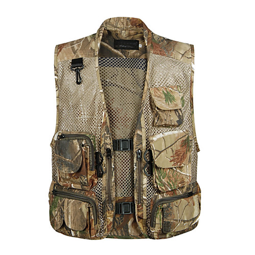 

Men's Hunting Gilet Outdoor Breathable Wearable Comfortable Spring Summer Solid Colored Camo Polyester Black Army Green Dark Green
