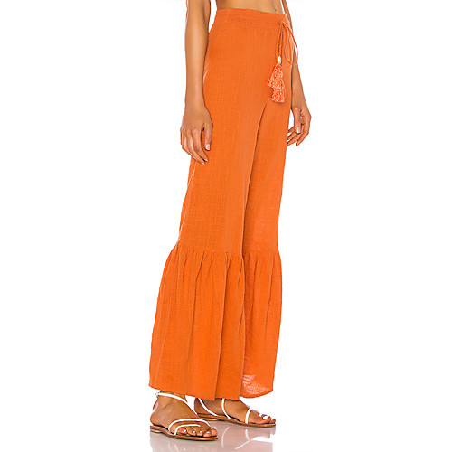 

Women's Casual / Sporty Punk & Gothic Comfort Casual Beach Bootcut Pants Plain Full Length Patchwork Elastic Drawstring Design Orange