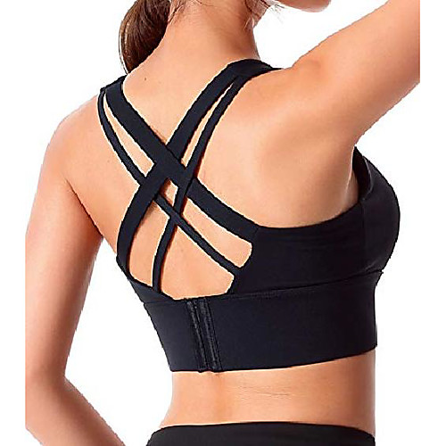 

ulecc sports bras for women criss-cross back padded high impact sports bras with removable cups black