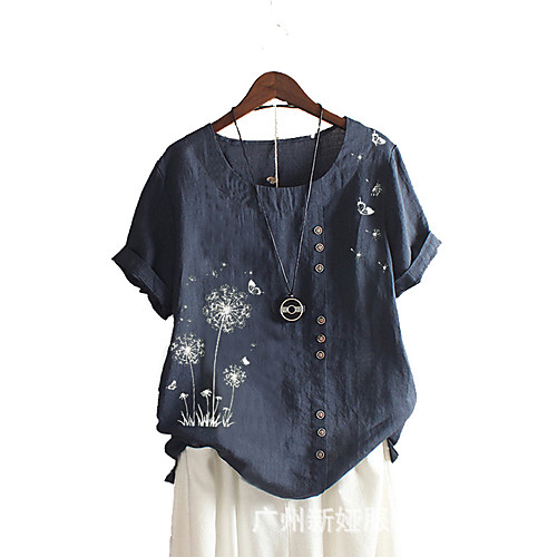 

Women's Plus Size Floral Graphic T shirt Large Size Round Neck Short Sleeve Tops 3XL 4XL 5XL Big Size