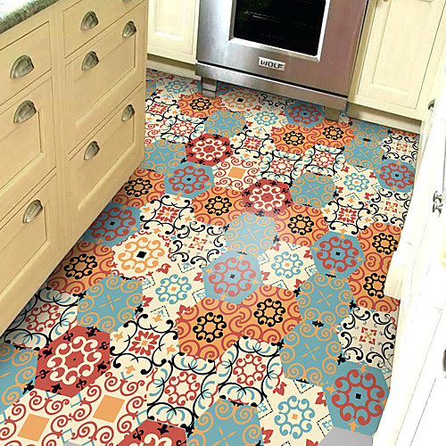 

Moroccan Tile Style Hexagonal Non-slip Floor Pvc Sticker Kitchen Bathroom Floor Waterproof Self-adhesive DIY Removable Wall Sticker