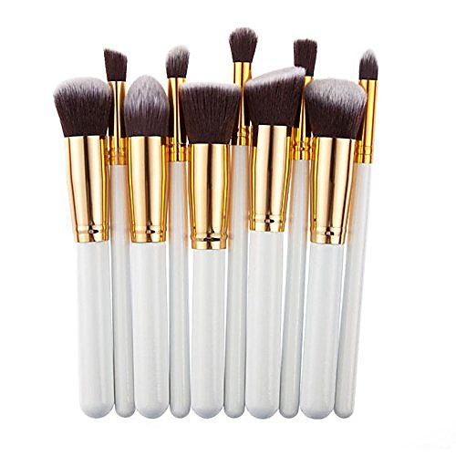 

professional salon cosmetics makeup foundadtion blending brushes set 10 pcs (platinum)