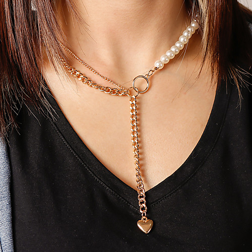 

Women's Pendant Necklace Necklace Classic Heart Fashion Vintage Classic Trendy Imitation Pearl Alloy Gold 44-51 cm Necklace Jewelry 1pc For Anniversary Street Gift Prom Festival / Y Necklace