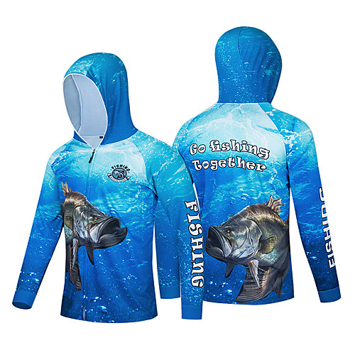 

Men's Hoodie Jacket Skin Coat Outdoor Quick Dry Lightweight Breathable Sweat-Wicking Jacket Spring Summer Fishing Camping & Hiking Cycling / Bike Blue / Ice Silk / Long Sleeve / Stretchy