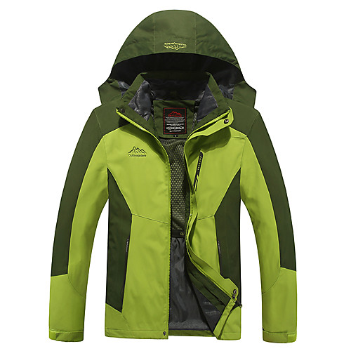 

Men's Hiking Jacket Hiking Windbreaker Hiking Fleece Jacket Winter Outdoor Patchwork Waterproof Windproof Breathable Detachable Cap 3-in-1 Jacket Winter Jacket Top Ski / Snowboard Fishing Camping