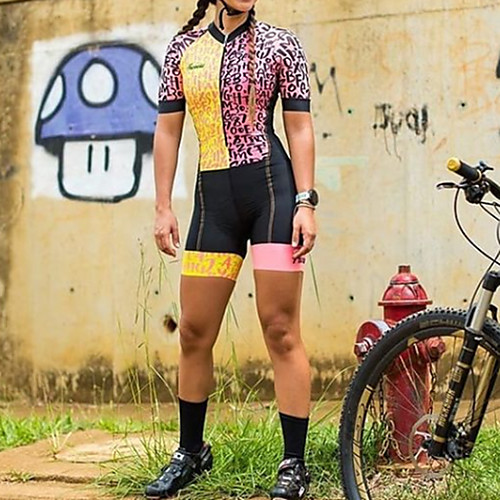 

Women's Men's Short Sleeve Cycling Jersey with Shorts Triathlon Tri Suit Summer Red / Yellow Bike Quick Dry Breathable Sports Letter & Number Mountain Bike MTB Road Bike Cycling Clothing Apparel