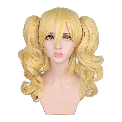 

Synthetic Wig Deep Wave With 2 Ponytails Wig Medium Length Ombre Blonde Synthetic Hair Women's Cosplay Party Fashion Blonde