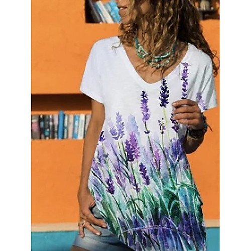 

independent station amazon wish2021v collar irregular hem tie-dye printing short-sleeved loose t-shirt women