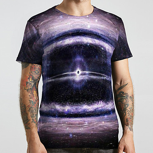 

Men's Unisex Tee T shirt 3D Print Galaxy Graphic Prints Plus Size Print Short Sleeve Casual Tops Basic Designer Big and Tall Purple
