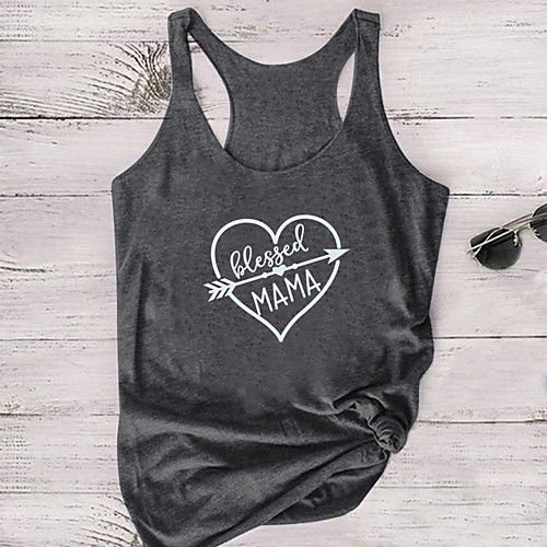 

Women's Yoga Top Racerback Heart White Black Gray Cotton Fitness Gym Workout Running Tank Top T Shirt Sport Activewear Moisture Wicking Quick Dry Lightweight Breathable High Elasticity