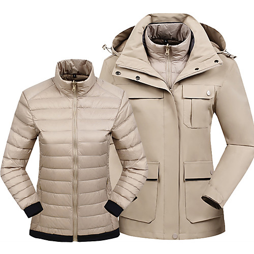 

Women's Men's Hiking Softshell Jacket Hiking 3-in-1 Jackets Ski Jacket Winter Outdoor Thermal Warm Waterproof Lightweight Windproof Outerwear Down Jacket Top Full Zip Skiing Camping / Hiking Climbing