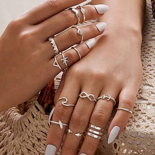 

Ring Classic Silver Alloy Heart Crown Infinity Fashion Vintage Classic 1 set 6 / Women's