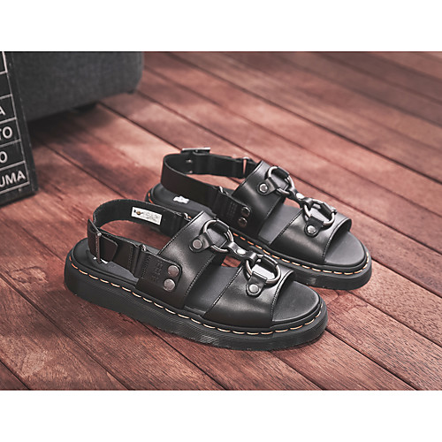 

Unisex Sandals Beach Daily Water Shoes Nappa Leather Breathable Non-slipping Wear Proof Black Summer