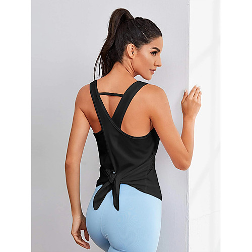 

Women's Scoop Neck Sweatshirt Running Shirt Yoga Top Light Support Solid Color White Black Spandex Yoga Fitness Gym Workout Vest / Gilet Sweatshirt Singlet Sleeveless Sport Activewear Moisture