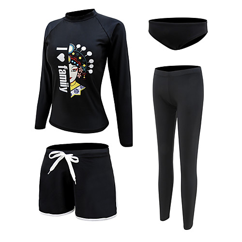 

Women's Rash Guard Dive Skin Suit Spandex Swimwear Quick Dry Breathable Long Sleeve 4-Piece - Swimming Diving Surfing Autumn / Fall Spring Summer