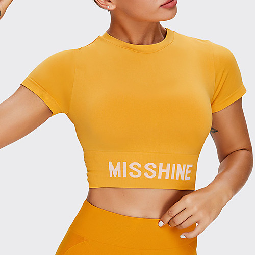 

Women's Crop Top Tee / T-shirt Crew Neck Nylon Letter & Number Sport Athleisure T Shirt Top Short Sleeves Breathable Soft Comfortable Everyday Use Casual Daily Outdoor