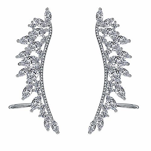 

ever shine angel wings cz crystal ear cuff vines climbers crawlers clip on earrings