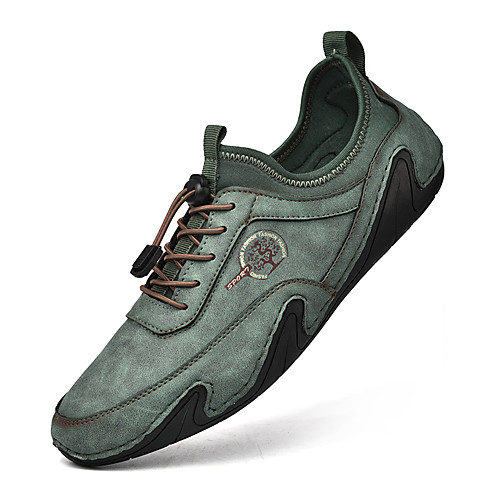 

Men's Sneakers Sporty Casual Daily Outdoor Running Shoes Walking Shoes Nappa Leather Cowhide Breathable Handmade Non-slipping Booties / Ankle Boots Black Khaki Green Spring Summer