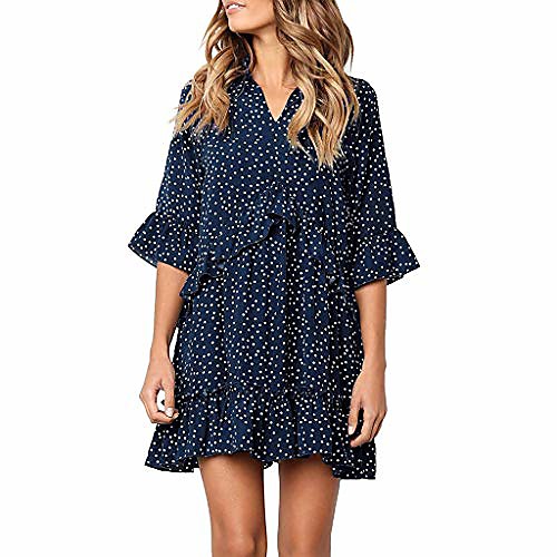 

portazai women summer tunic dress v neck casual loose flowy swing shift dresses navy