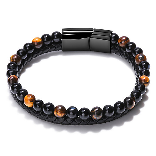 

volcanic stone bracelet, real cowhide hand-woven mixed color natural men's bracelet