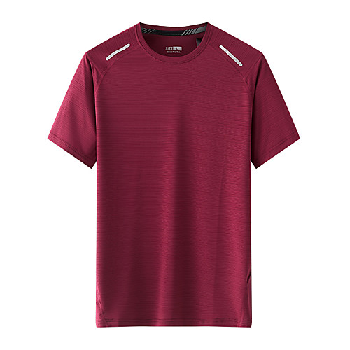 

Men's Hiking Tee shirt Tee Tshirt Outdoor Breathable Quick Dry Elastane Black Burgundy Blue