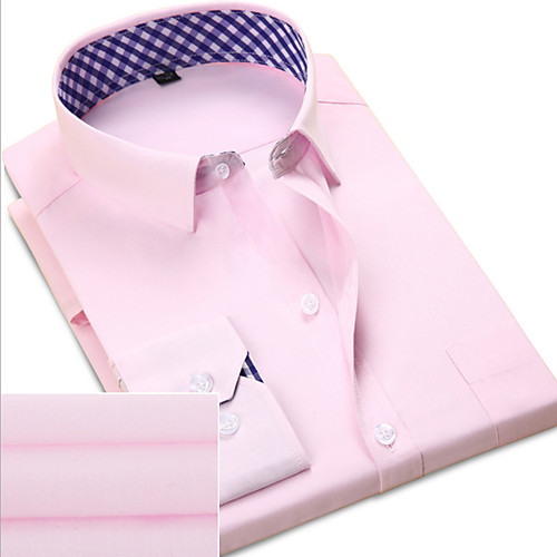 

Men's Shirt Other Prints Solid Colored Long Sleeve Daily Tops Business Basic White Blue Blushing Pink