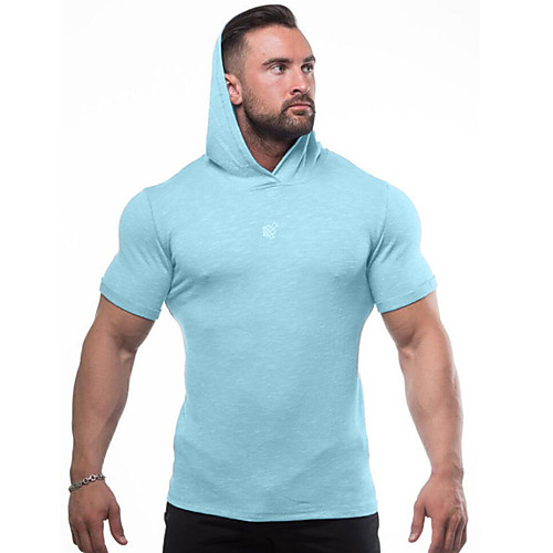 

Men's Short Sleeve Workout Tops Running Shirt Hoodie Top Athleisure Breathable Quick Dry Soft Fitness Gym Workout Performance Running Training Sportswear Solid Colored Normal Burgundy Dark Gray Light