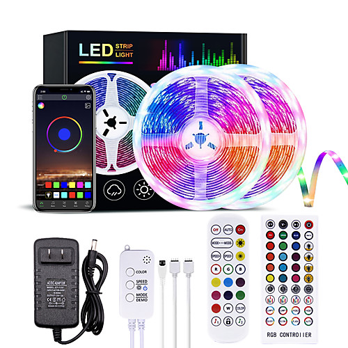 

LED Strip Lights Bluetooth Music Sync 5M 10M 15M 20M Color Changing LED Strip 40 Keys Remote Sensitive Built in Mic App Controlled LED Lights 5050 RGB LED Light Strip APP Remote Mic 3 Button Switch