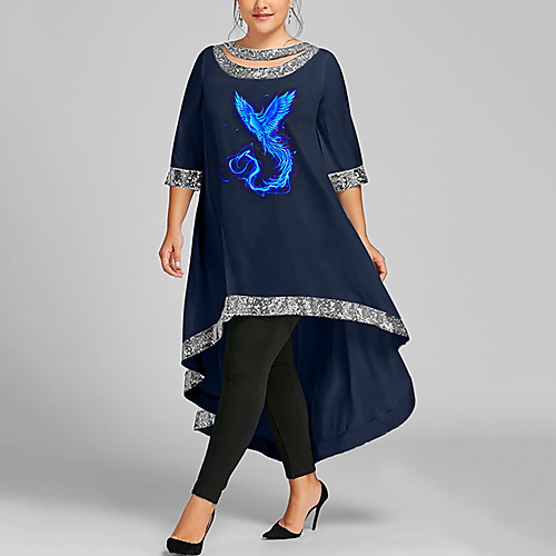 

Women's Plus Size Dresses Swing Dress Maxi long Dress 3/4 Length Sleeve Graphic Patchwork Boho Spring & Summer White Black Wine XL XXL 3XL 4XL 5XL