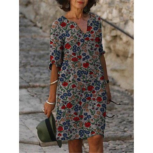 

independent station wish amazon european and american women's new style commuter blue hedging fashion printed dress