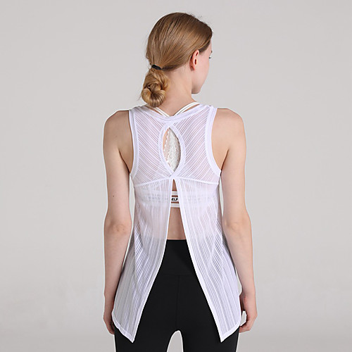 

Women's Crew Neck Yoga Top Tank Top Split Cut Out Solid Color White Black Burgundy Pink Cyan Yoga Fitness Gym Workout Top Sleeveless Sport Activewear Quick Dry Breathable Comfortable Micro-elastic