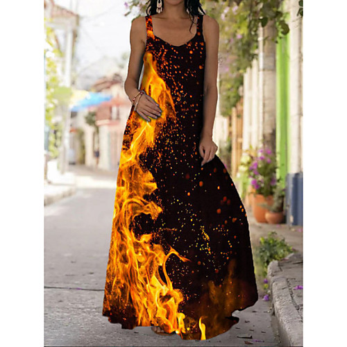 

2021 summer new style tie-dye 3d printed dress bohemian strapless strapless mopping dress