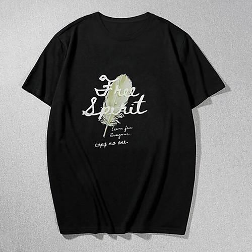 

Men's Tee T shirt Hot Stamping Graphic Prints Letter Print Short Sleeve Casual Tops 100% Cotton Basic Designer Big and Tall Black