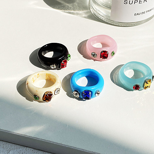

Ring Retro Black Blue Blushing Pink Acrylic Resin Stylish Simple European 1pc One Size / Women's / Men's