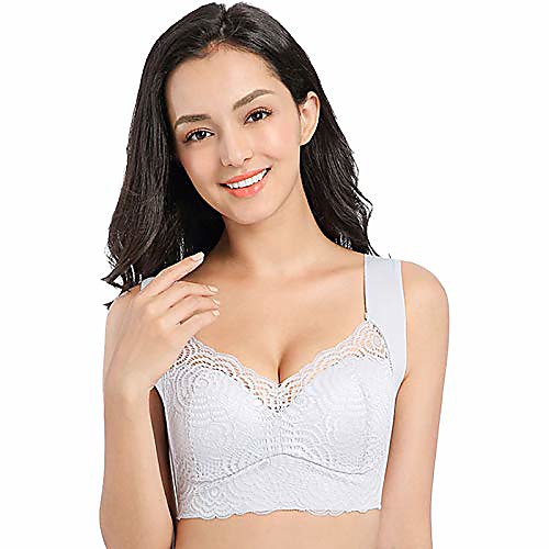 

faaner exsecret bra,muse bra,air ultimate lift sports bra,stretch full-figure seamless lace cut-out sleep bra 36/80 gray