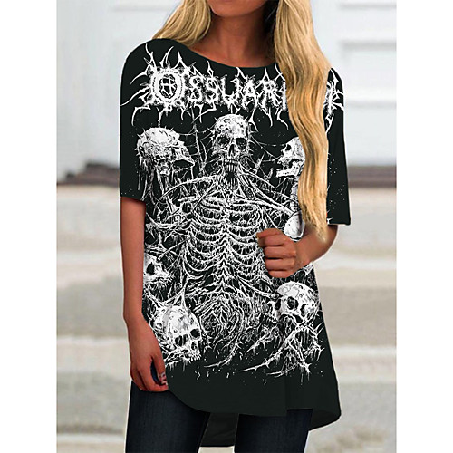 

Women's T Shirt Dress Tee Dress Short Mini Dress Black Half Sleeve Print Color Block Print Spring Summer Round Neck Casual 2021 S M L XL XXL 3XL